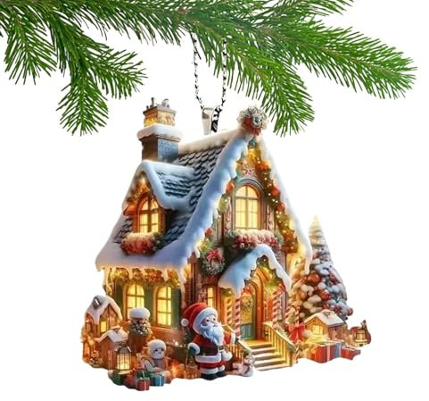 ycezw Anhänger aus Acryl für Weihnachtsbaum, Christbaumschmuck des Weihnachtsmanns | Kreative Baumanhänger aus Acryl mit Weihnachtsmann | Auto-Anhänger inkl
