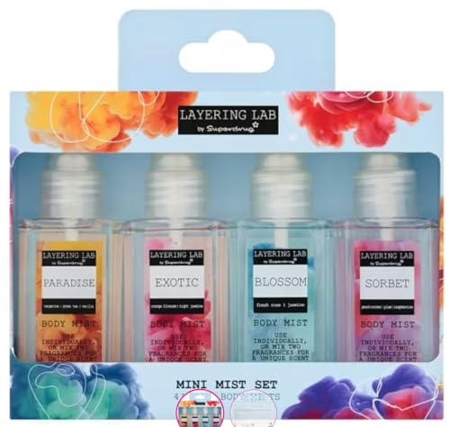 Layering Lab Mini Body Mists Set Paradise, Sorbet, Exotic and Blossom Mist 4X50ml Travel Size
