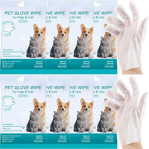 Floving Toallitas de aseo para mascotas para perros y gatos, 18 piezas, guantes de limpieza para perros y gatos, toallitas de limpieza para mascotas, para piel, cara, orejas y patas, limpieza sin