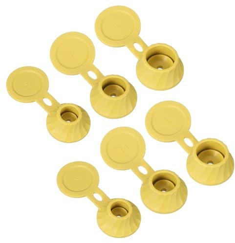 sourcing map 6 Pcs Bottle Emptying Caps 3 Sizes Shampoo Upside Down Flip It Bottle Caps Kit Inverted Leak-Proof Cap for Shower Gel Bottles Lotions Shampoos Kitchen Condiments, Yellow