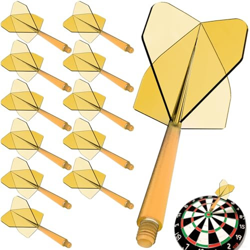 Pyroclasia 12 STK Darts Flights mit Schaft Stabil Darts Zubehör Fusion Flights Dart Flyer mit Schaft Integrierte Festen Flights Kunststoff Dartschäfte Shaft Flight System Kombi(2BA) (Orange)