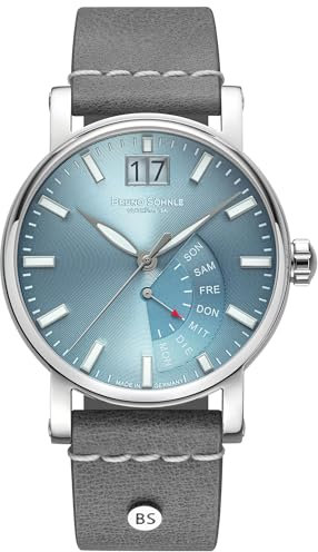Bruno Söhnle Herrenuhr Original NEU Pesaro I Herrenuhr Steingrau Blau Quarz Saphirglas 43mm- 17-13073-343