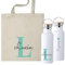 Pack Personalizado con DEDICATORIA Y NOMBRE eh Botella Térmica 500ml y Bolsa de Tela, Diseño con Inicial, Botella Personalizada, regalo profesores