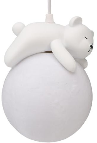 Garosa Mond Hängende Helle Leichte, Bären Mond Anhänger Lampe 3D Mondleuchte Decke Hanging Lampe für Schlafzimmer Raum Wunderhafte Schlafzimmer Kronleuchter mit Weicher, Nicht Krasse