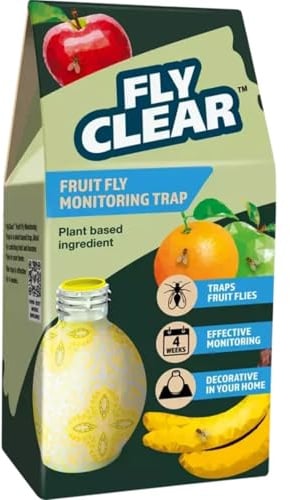 Fly Clear Fruit Fly Trap | Ready-to-Use Non-Toxic Solution for Kitchens, Bins & Food Prep Areas | Attracts & Traps Fruit Flies Fast | Discreet, Odourless & Long-Lasting Protection