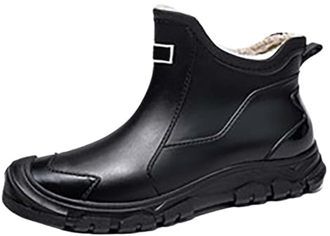 Kurze Gummistiefel für Herren, Winter, warm, Fleece, Thermofutter, wasserdicht, lässig, rutschfest, Outdoor-Regenschuhe, Outdoor, Angeln, Arbeit, Stiefeletten