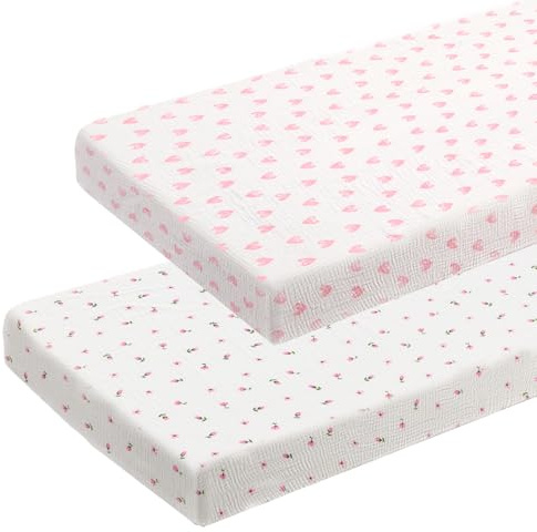 Drap-housse 70x140 lit d'enfant - Mousseline Babybay drap-housse - 100% coton protège-matelas, doux et respirant, adapté pour lit d'enfant et lit de petit enfant - doux lot de 2 (rose, 70x140cm)
