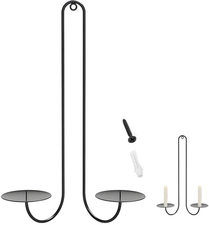 ZAHD Wandkerzenhalter Modern für Stabkerzen Metall Kerzenständer Wand für Wanddeko Schwarz Kerzenhalter aus Eisen Wandkerzenhalter L Form Wandsäule Kerzenhalter für Wohnzimmer Schlafzimmer (Schwarz)