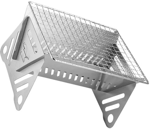 OSALADI Professioneller Campinggrill Edelstahl Klappgrill mit Abnehmbarem Grillrost Tragbarer Grillherd für Outdoor Grillabende und Garten