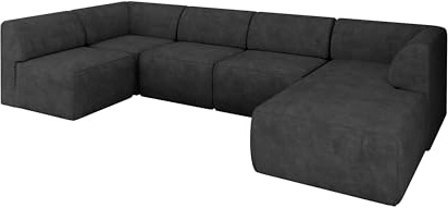 ALTDECOR Ecksofa in U-Form Corner Sofa Bett Eckcouch Couch L-Form Wohnlandschaft Cauchsofa MOVO 345x180x78 Dunkelgrau