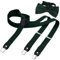 DonDon Hosenträger und Fliege Set für Damen und Herren, Y-Form, 2,5 cm breit, handgefertigt - Elegantes Accessoire für Hochzeit, Party, Smoking, Grün