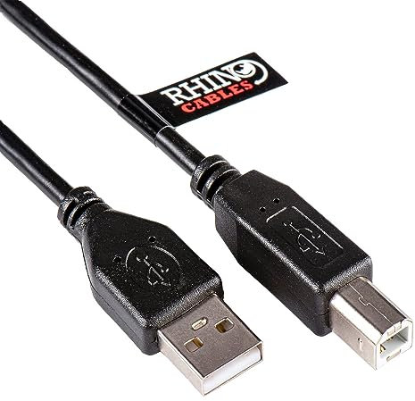 rhinocables USB Printer Cable, USB 2.0 A Male to B Male Fast Cord for Scanner and Printers compatible with Epson, HP, Brother, Lexmark, Dell, Xerox, Samsung and Keyboard, Piano, DAC etc '3m'