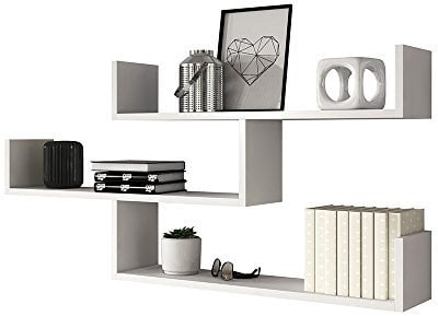 Selsey Mensola Da Parete A 3 Ripiani Scaffale Da Parete Libreria Da Parete Sospesa Per Camera Da Letto Soggiorno 119 x 55 x 18 cm Bianco Kassi