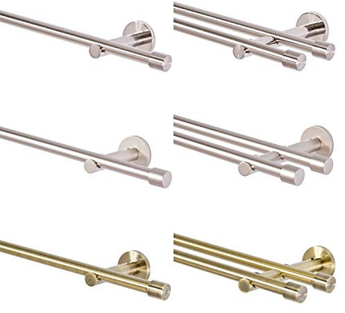 MDEKOR Gardinenstange 2 läufig 400 cm lang Edelstahl- Look Gardinenstangenset aus Metall Vorhangstange doppelläufig Gardinenstangen Wandbefestigung