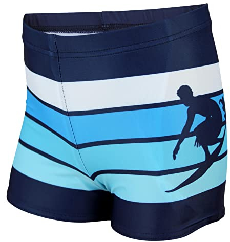 Aquarti Badehose mit Motiv – Schwimmhose Jungen Enganliegend, Badehosen für Jungen Schnell Trocknend, Farbe: Dunkelblau/Blau, Größe: 158