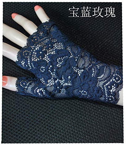 SHOUtao Handschuhe Kurzes Fahren halbe Fingerhandschuhe Dünne Handschuhe UV-Schutz Sonnencreme-Spitzenhandschuhe, Dunkelblau - Einheitsgröße