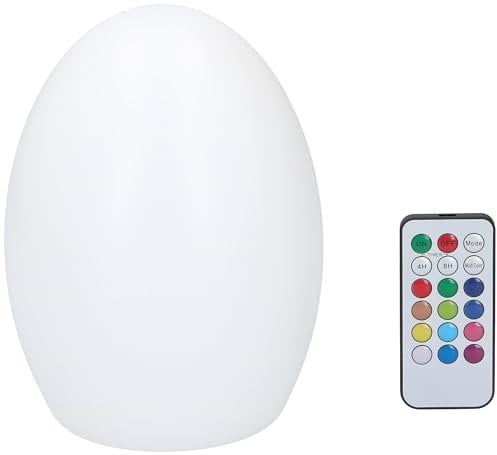 GRUNDIG LED Tischlampe in Eiform - RGB Lampe - Batteriebetriebene Tischlampe - mit Fernbedienung - Verschiedene Lichtfarben und Modi - Timerfunktion von 4 bis 8 Stunden - Kunststoff - Weiß