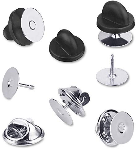 60 Pairs Tie Tack Pin Backs mit Blank Pins, FineGood 30 Sätze Metall Butterfly Clutch Pin Keepers Pin Verschluss & 30 Sätze PVC Rubber Pin Backing Holder Cap mit Pins