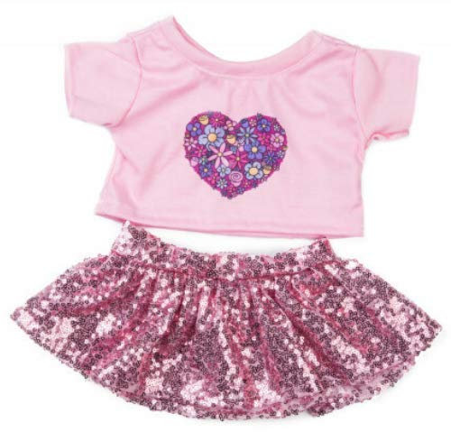 Splodge Teddy Parties vêtements Ours en Peluche Rose (40cm Coeur Scintillant)
