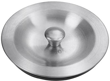 MroMax Dichtungsstopfen für Küchenspüle, 90 mm Durchmesser, Gummidichtung, Edelstahl, für Küchenspüle & Müllentsorgung, silberfarben, 1 Stück
