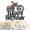 HEYUWING N/A Happy Birthday Cake Topper Motorbike Theme Kids Party Decor Picks for Motorcycle Rider Racing Decorations Supplies Black