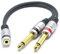 VITALCO Adaptateur Femelle Jack 3,5mm vers 2X Mâle 6,35mm Mono Câble Audio Mini 3.5 Stereo Connecteur Séparateur TRS vers Double 6.35 TS