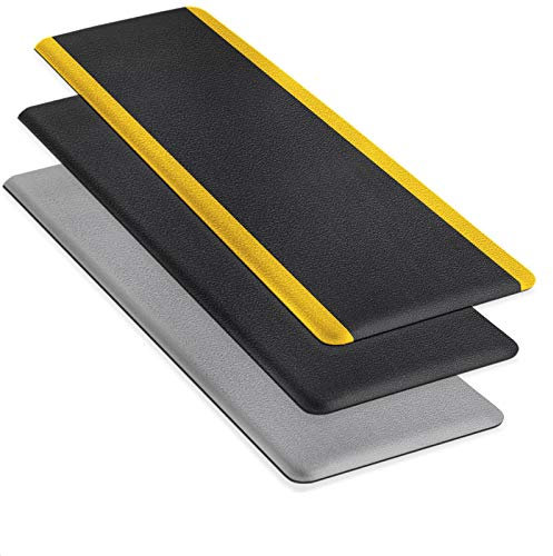 Floordirekt Anti-Ermüdungsmatte Heavy-Duty 90 x 150 cm, RIPP, Schwarz-Gelb - Für Steharbeitsplätze - Ergonomische Arbeitsplatzmatte für mehr Komfort beim Stehen & Laufen - rutschfest & langlebig