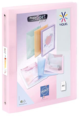 Viquel - Classeur souple A4 MAXI personnalisable - 4 anneaux - Dos 4cm - Pour documents A4 - Rose translucide