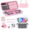 Younik Pacchetto Accessori Switch OLED, kit Accessori OLED rosa 17 in 1 per Ragazze Include Custodia per Switch, Supporto Regolabile, Custodia Protettiva per Console Switch e J-Con (Rosa Brillante)