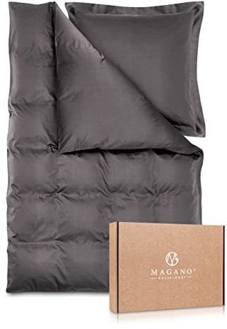 Magano® Luxus Bettwäsche 135x200 Grau | Bambus & Baumwolle Satin | 400 TC Premiumqualität | Hypoallergen & Klimaregulierend | Deckenbezug 135x200 cm + Kissenbezug 40x80 cm | Anthrazit Dunkelgrau
