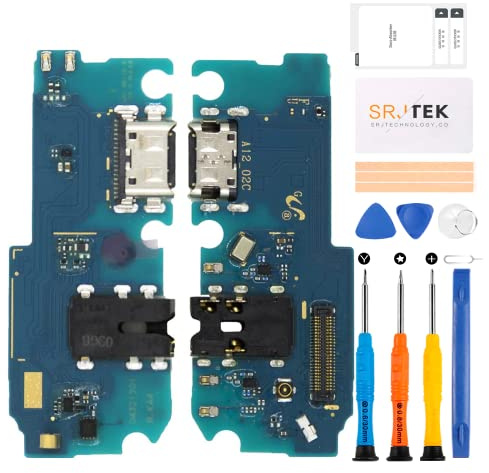 SRJTEK Connecteur de Station d'accueil de Rechange pour Samsung Galaxy A12 Port de Charge A125 Port Casque SM-A125 avec Microphone/Prise Audio/kit de réparation d'antenne