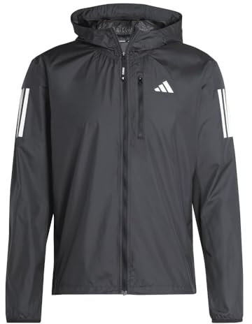 adidas Men's Own the Run Jacket, Black/White pocket, XS