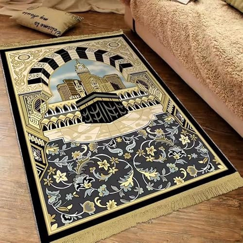 Dick gepolsterter muslimischer Gebetsteppich, traditionelles Muster, Islam-Gebetsteppich mit Quasten, bequemer Knieteppich, islamischer Namaz-Teppich, Gebetsteppich, Heimdekoration,