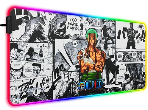 SIASYDF RGB Zoro Mouse Pad, Extended Large Anime LED Mousepad for Home Office, Light Up Gaming Desk Mat for Computer Keyboard and Laptop, 31.5x15.7x0.12inch