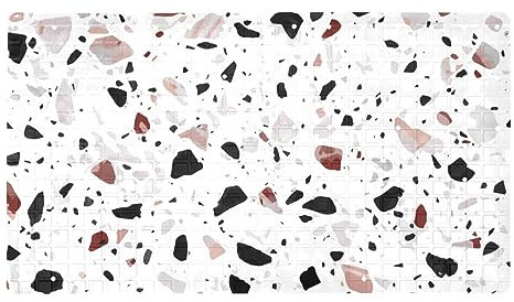 Badewannen-/Duschmatte, rutschfest, mit Saugnäpfen und Abfluss, Terrazzo-Bodenbelag, nahtloses Muster in Hellgrau, rutschfeste Badematte, Größe M, 68,6 x 38,1 cm