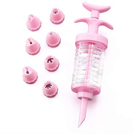 Piping Cream Syringe with 8 Nozzles, Cake Decorating Icing Syringe Tips Set, Squeeze Cream Gun & Nozzles Decorator, for Cupcakes Donuts Biscuits & Pastry
