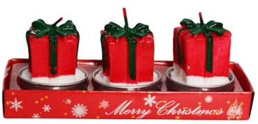 Christmas Xmas Candle 3 Stück Weihnachten Teelicht Kerzen für Zuhause Weihnachtskerzen Dekoration (Weihnachtsgeschenkbox Kerzen)