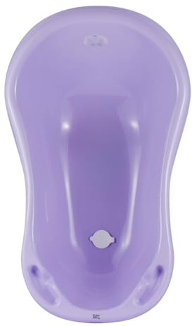 Hylat Baby Praktische Babywanne mit Stöpsel - TÜV Rheinland zertifiziert - Stabil und Bequem, Ideal für Sicheres Baden in den ersten 12 Monaten - Lite-Kollektion - Farbe: Lila, Motiv: Yeti