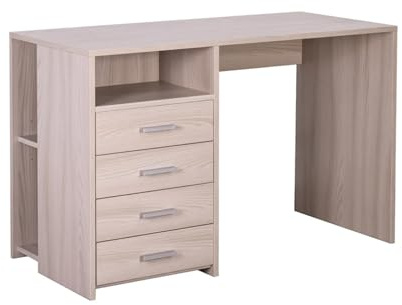 Mondo Viro platzsparender Schreibtisch mit 4 Schubladen aus Holz Tokyo, 120 x 55 cm, 76 h (Ulme hell/Ulme)