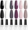 ROSALIND UV Nagellack, 6 Farben Schwarz Weiß Rosa Violett Grau Shellac Gel Nagellack Set Soak-Off UV Gel Nail Polish für Anfänger Nail Art Salon DIY