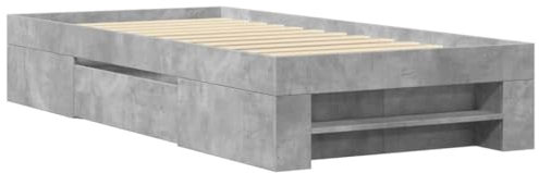 vidaXL Bettgestell, Bettrahmen mit Lattenrost, Schlafzimmerbett Bett mit Stauraum, Einzelbett für Schlafzimmer, Betongrau 90x200cm Holzwerkstoff