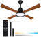 Aigostar ventilador de techo silencioso con luz 4 aspas de imitación de madera motor reversible uso en invierno y verano temporizador 6 velocidades ajuste de brillo y color ahorro de energía Negro