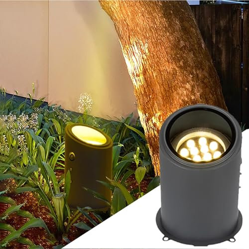 GUODDM Lampe Jardin Enterré - Spot Encastrable Exterieur, Projecteur LED À Angle Réglable AC 220 V, Lampe De Sol Encastrée Étanche IP67, Éclairage De Sol Décoratif De Jardin(White,12W)