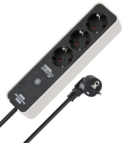 Brennenstuhl Connect Ecolor WLAN Steckdosenleiste 3-Fach | Mehrfachsteckdose 2.4 GHz WiFi, kompatibel mit Alexa und Google Assistant, kostenfreie App, 1,5m Kabel, weiß/schwarz