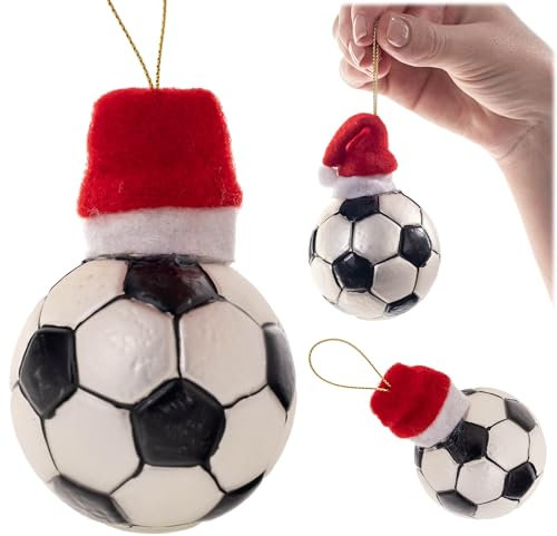 KADAX Weihnachtskugeln aus Glas, Christbaumkugeln für eine stimmungsvolle Weihnachtsdekoration am Weihnachtsbaum, Weihnachtsbaumkugeln (Fußball, 1 Stück)