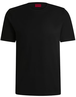 HUGO Herren Dimerstee Slim-Fit T-Shirt aus merzerisiertem elastischem Baumwoll-Piqué Schwarz001 L