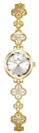 Gosasa Vintage Gold Watch for Women Hollow Four Leaf Chain Bracelet Watch