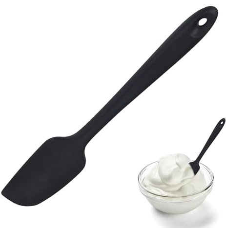 Petite Spatule Cuisine Silicone de 21,4 cm, 315 ℃ Résistante à la Chaleur Antiadhésive Sans Couture, Mini Spatule Silicone Cuisine,Noir Spatule Flexible, de Cuisine pour Cuisiner, Mélange