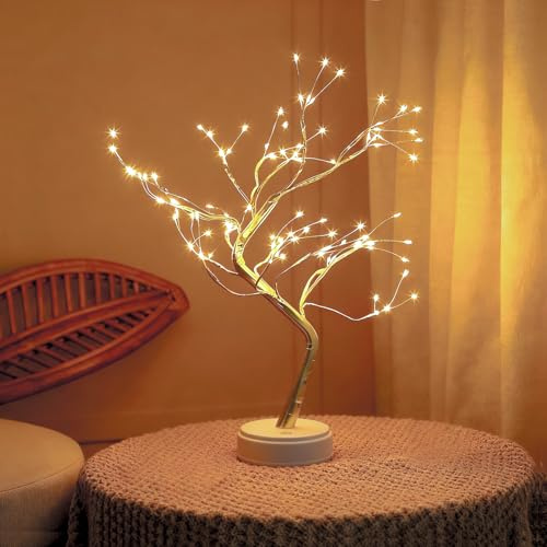 Arbol LED, 108 Leds Arbol Luces Led, 8 Modos, Alimentado por Pilas/USB, DIY Árbol Led Decorativo con Ramas Ajustables para Decoración del Regalos, Hogar, Navidad, Halloween y Bodas-1 Unidad