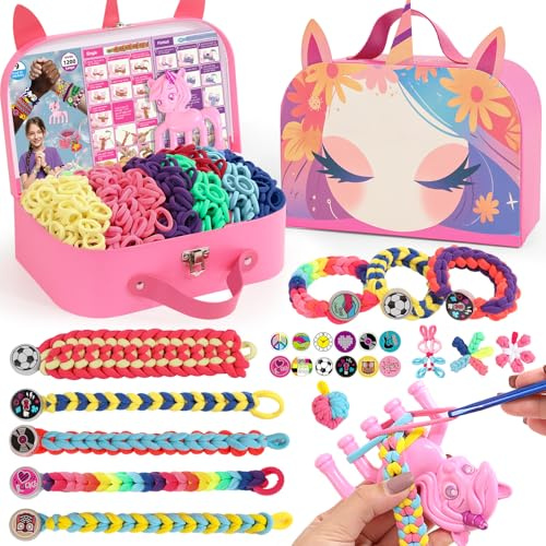 Complete Bracelet Making Kit, Arts and Crafts Jewelry Making Supplies Set for DIY Crafting for Kids 4-12 Years Old